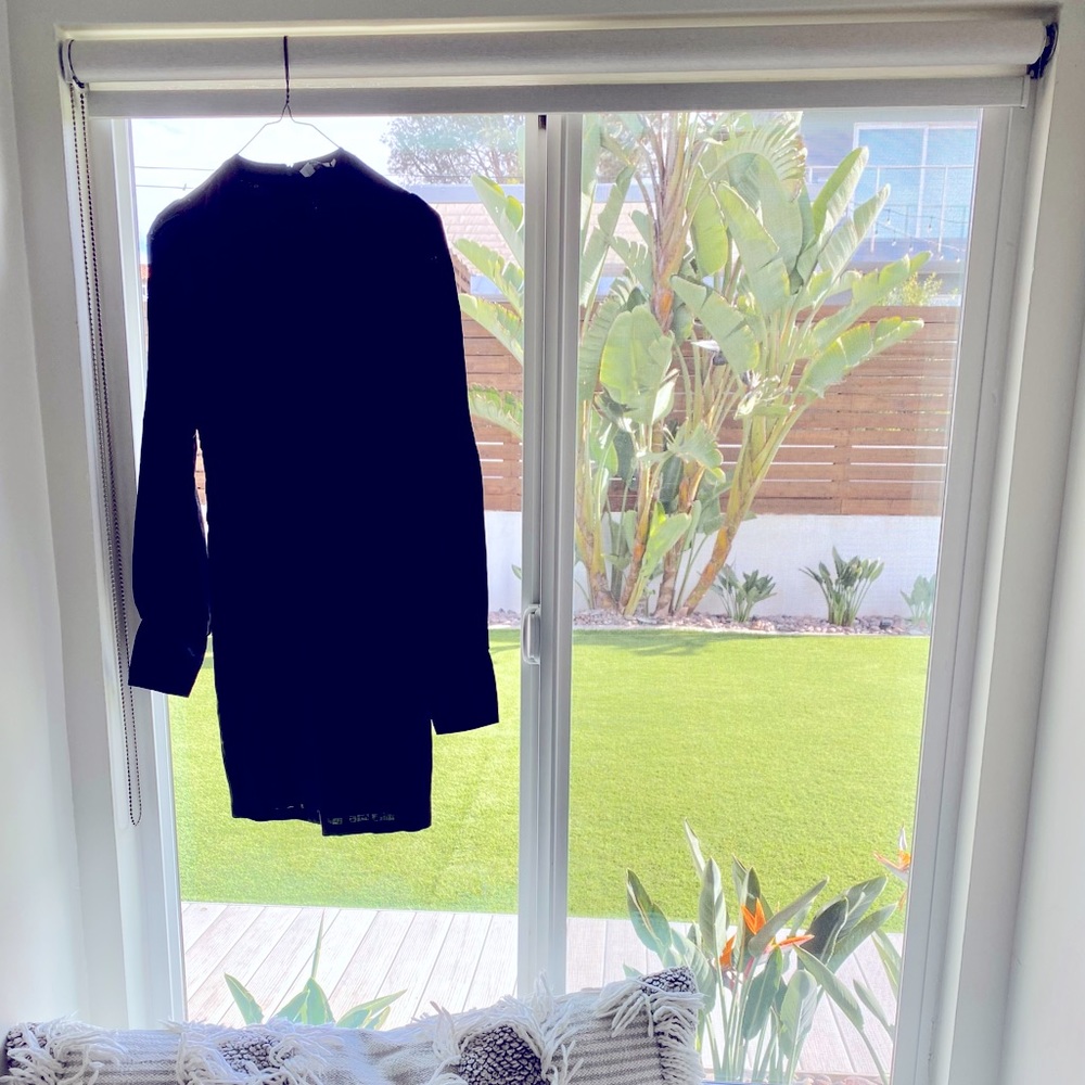DISSH, Florence Black Linen Mini Dress, Size 2